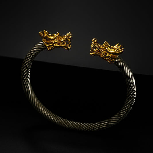 Silver & Golden Dragon Stainless Steel Bracelet