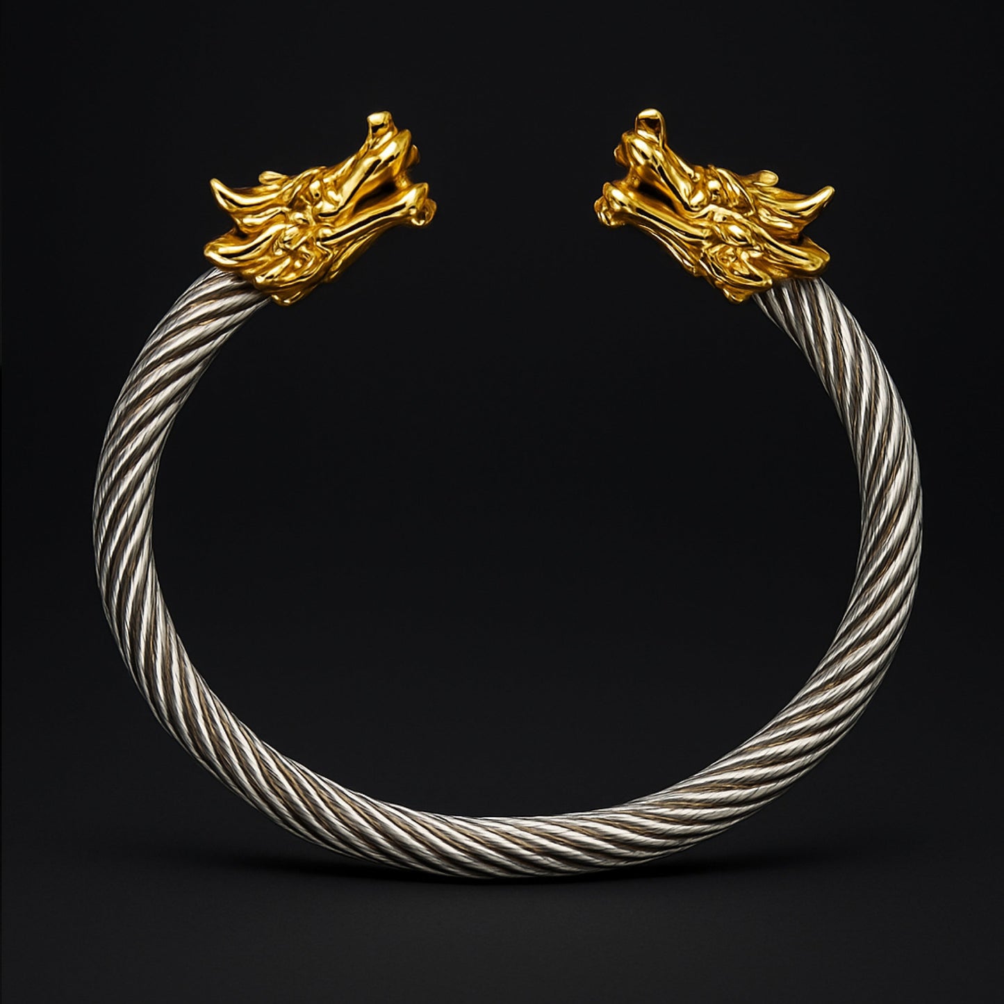 Silver & Golden Dragon Stainless Steel Bracelet