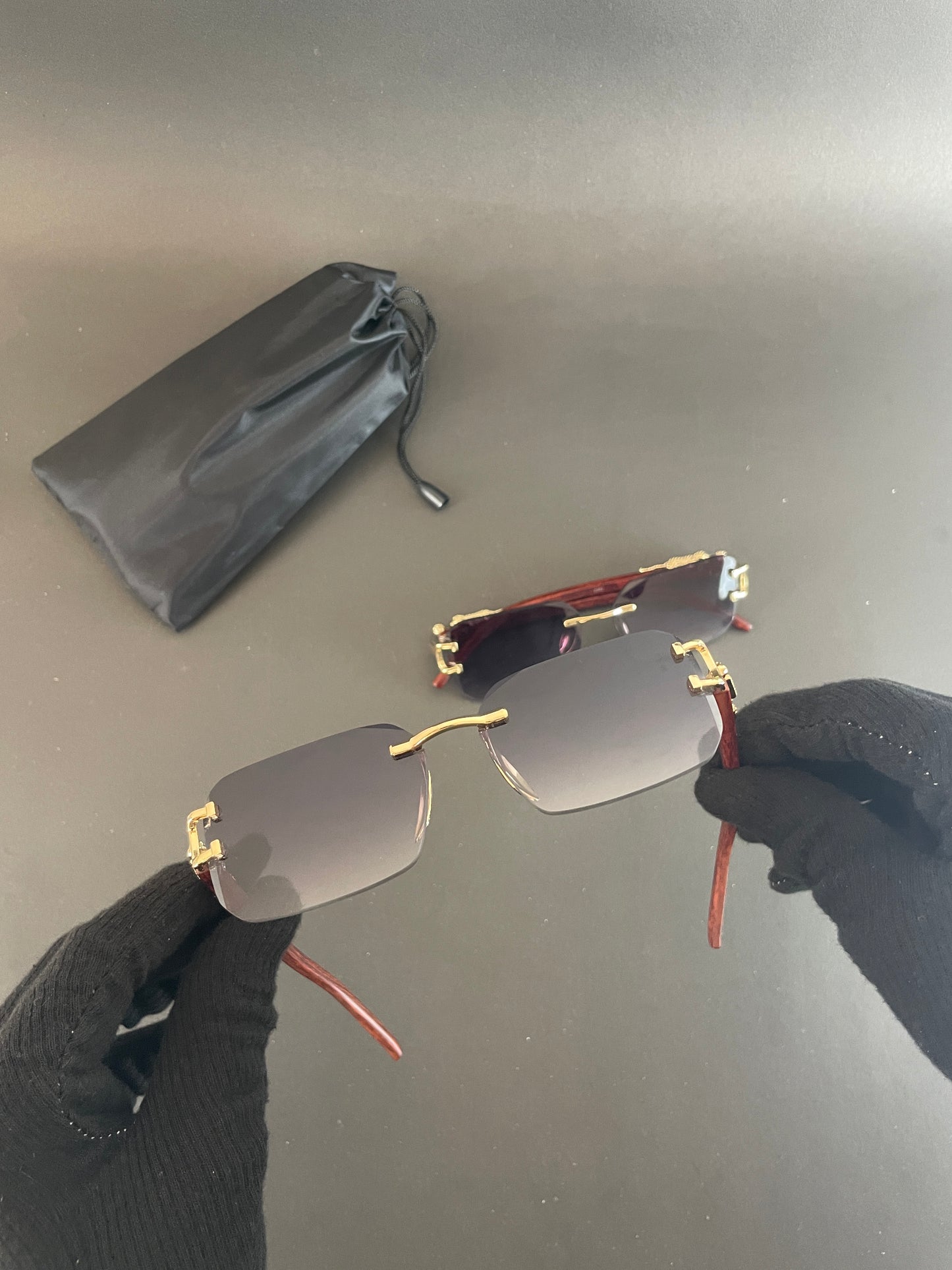 Rectangular Frames with Golden-Tone Metal Glasses